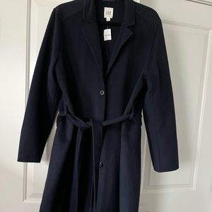 GAP navy wrap style belted dress coat